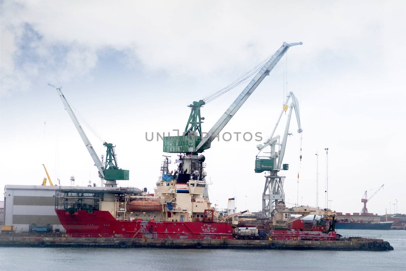 Cargo Ship at Dock by leaf