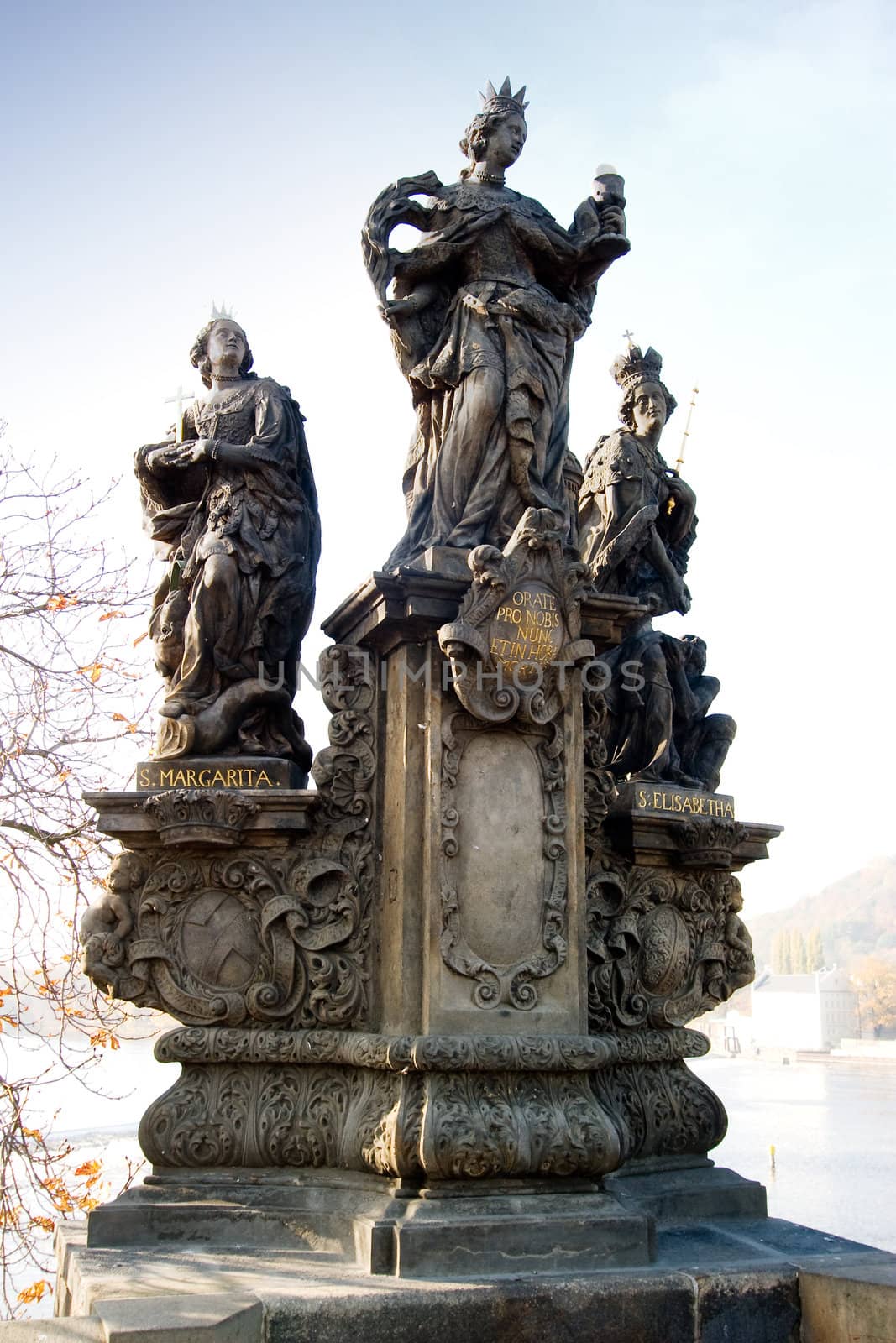 Statue detail on the Charles Bridge, Prague, Czech Republic.