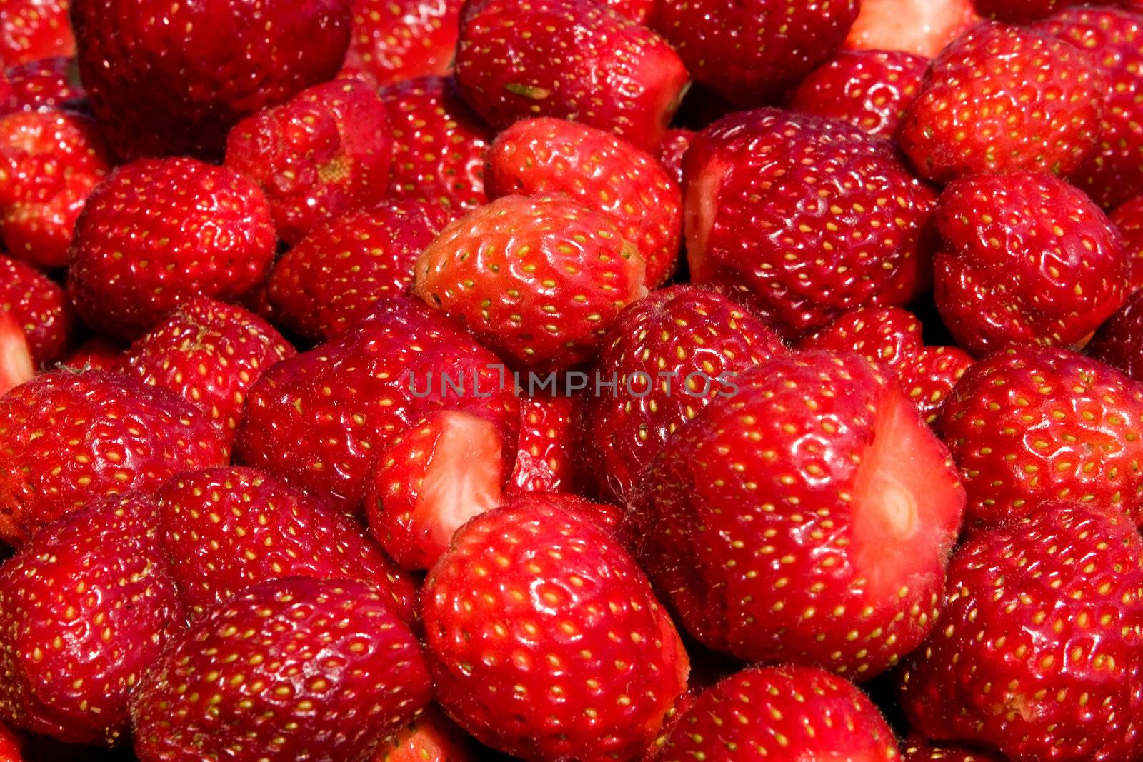 A background of fresh strawberries