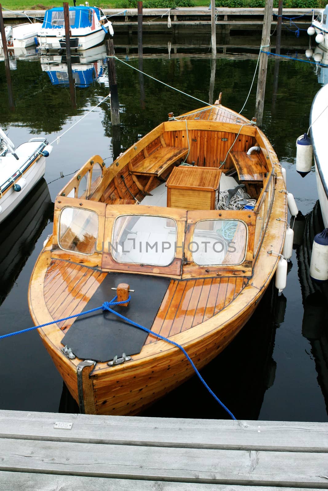 A norwegian wooden boat 'snekke' at dock