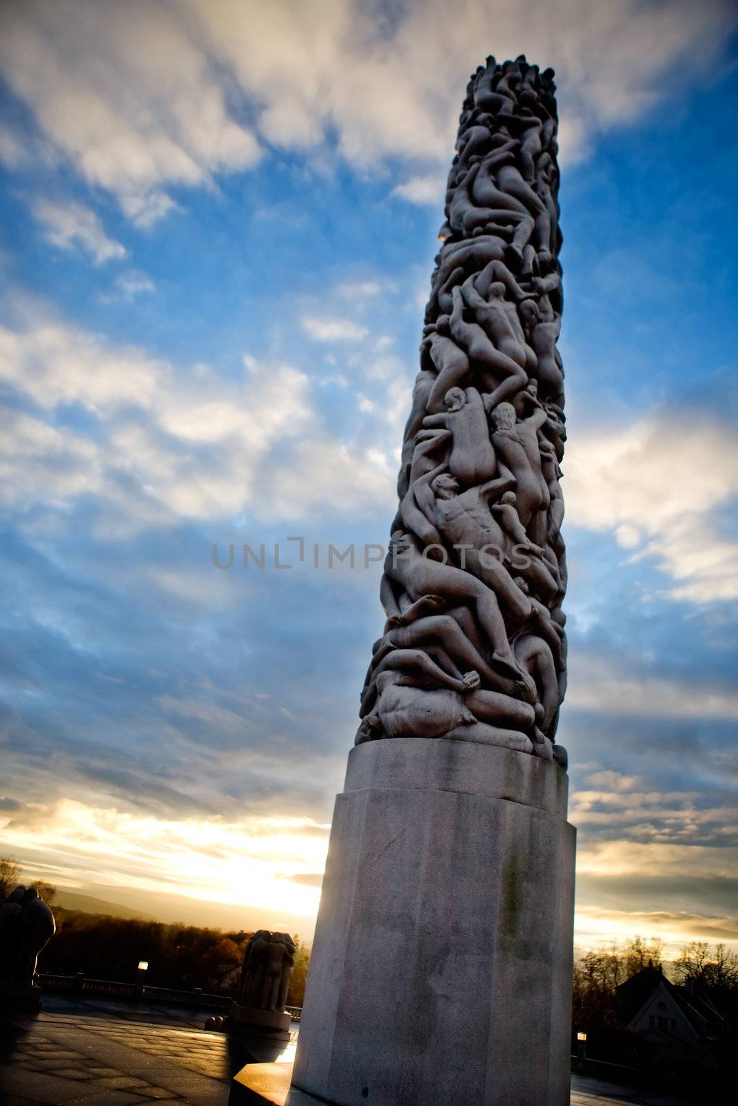 The monolith in the vigeland sculpture park in Oslo, Norway