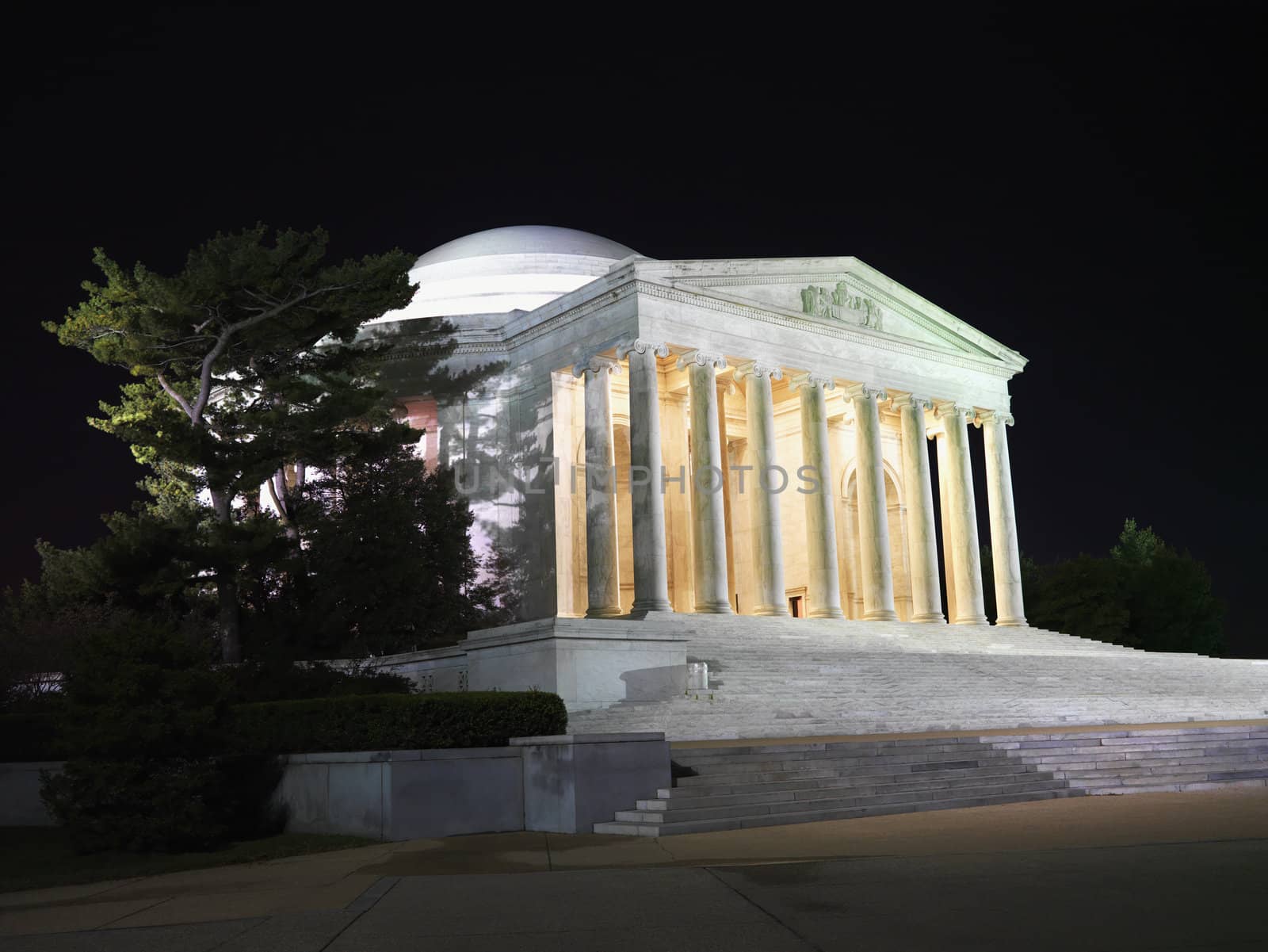Jefferson Memorial at night. by iofoto