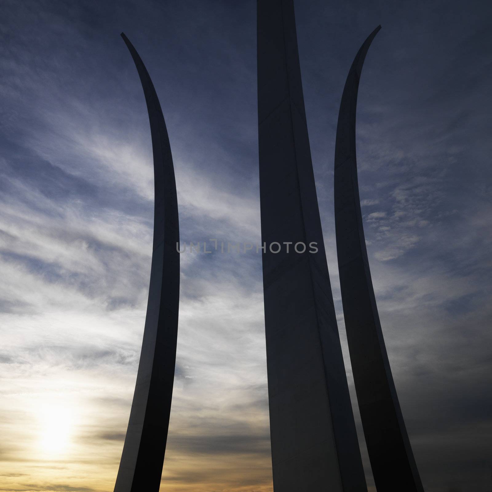 Three spires of Air Force Memorial in Arlington, Virginia, USA.