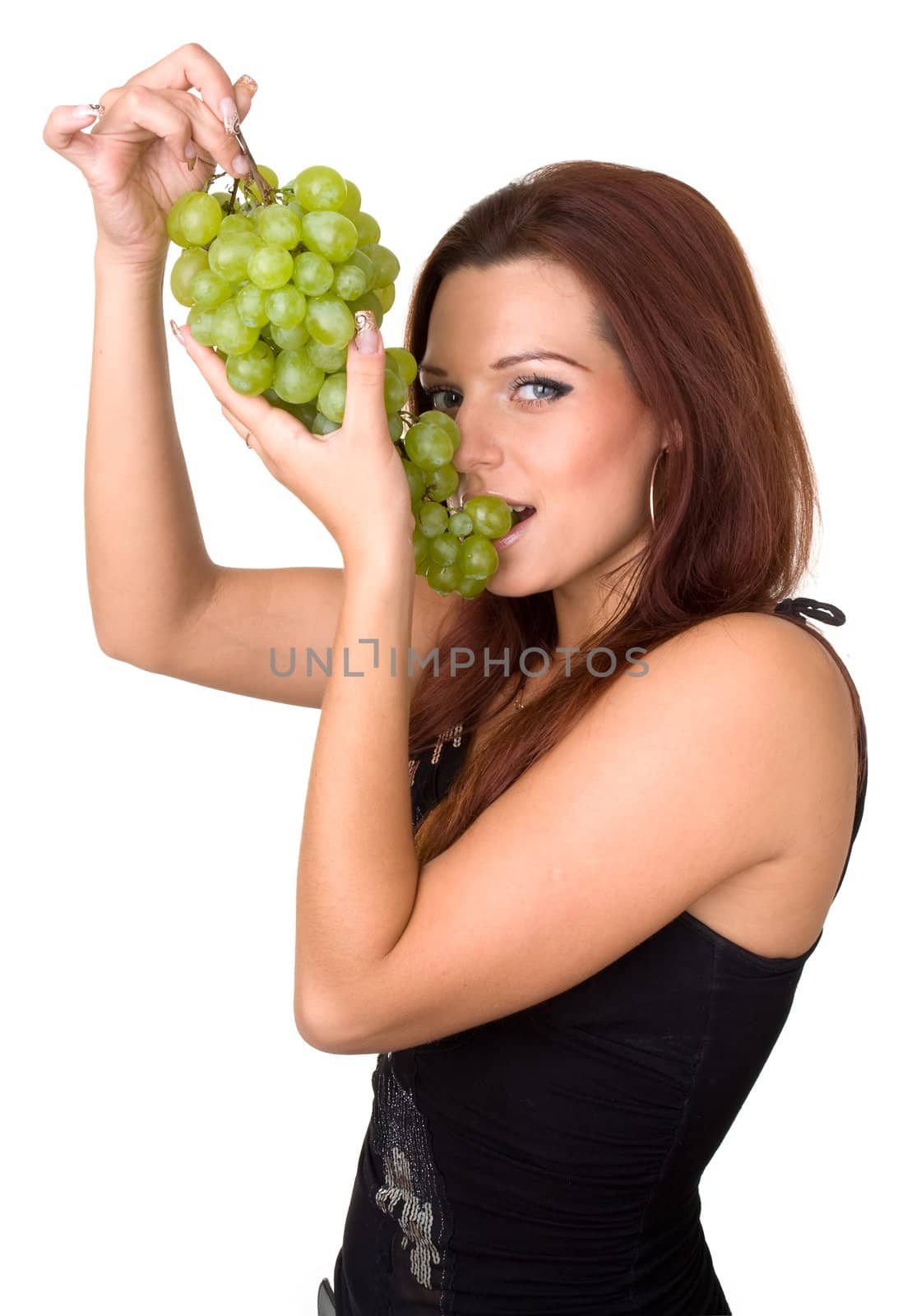 girl with green grapes by stepanov
