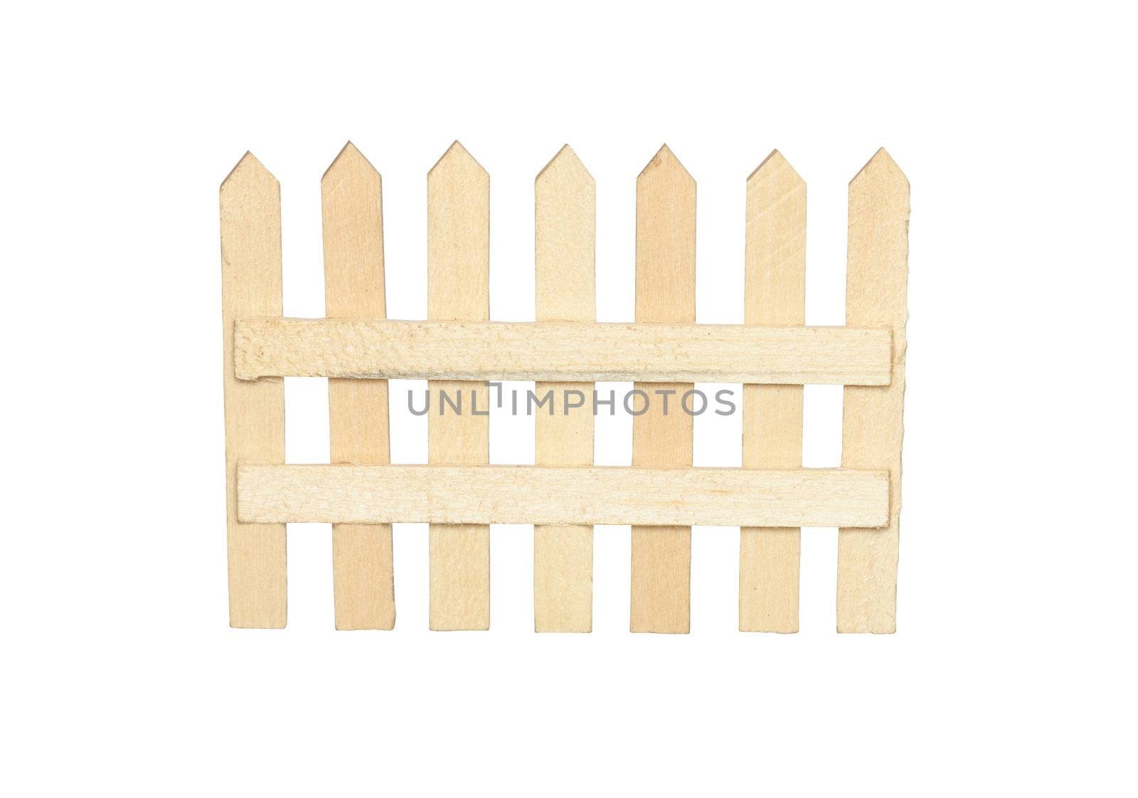 Small toy wooden fence isolated on white background with clipping path