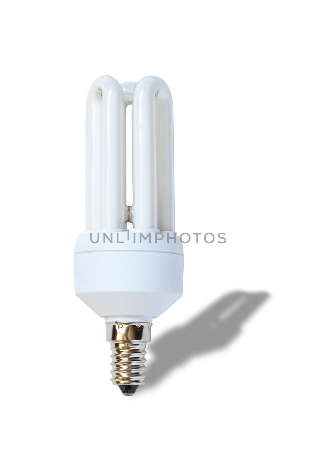 Energy saving compact fluorescent lightbulb. Isolated on white background with clipping path