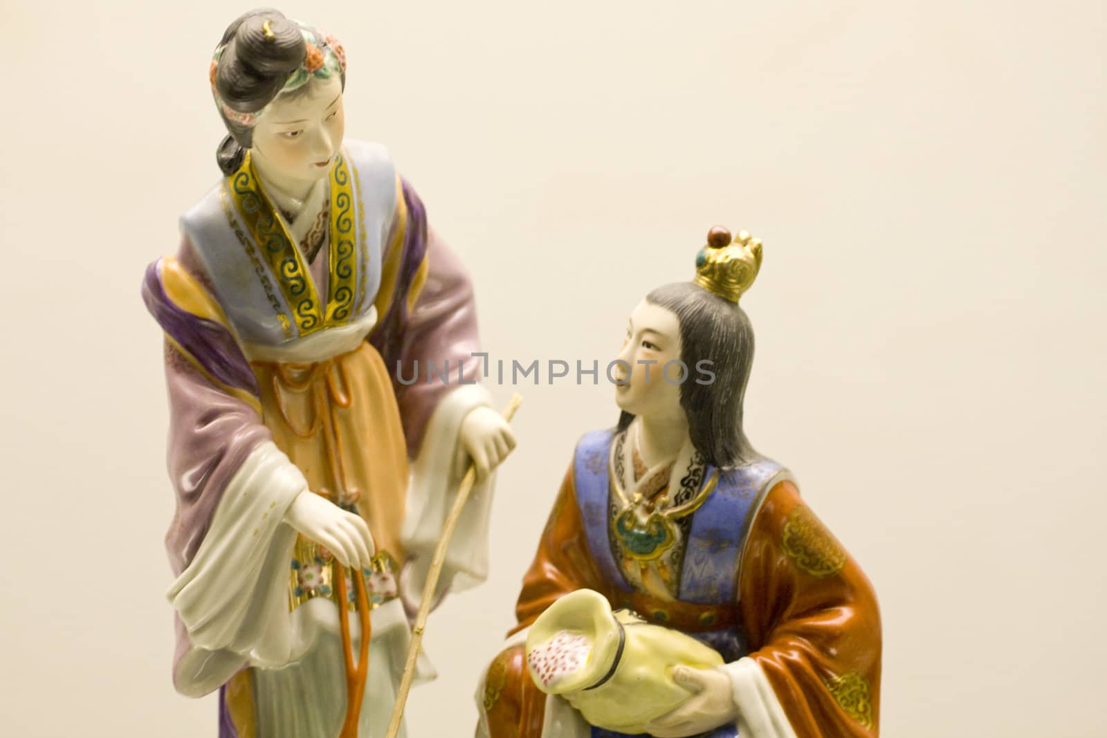it is a close shot of chinese pottery