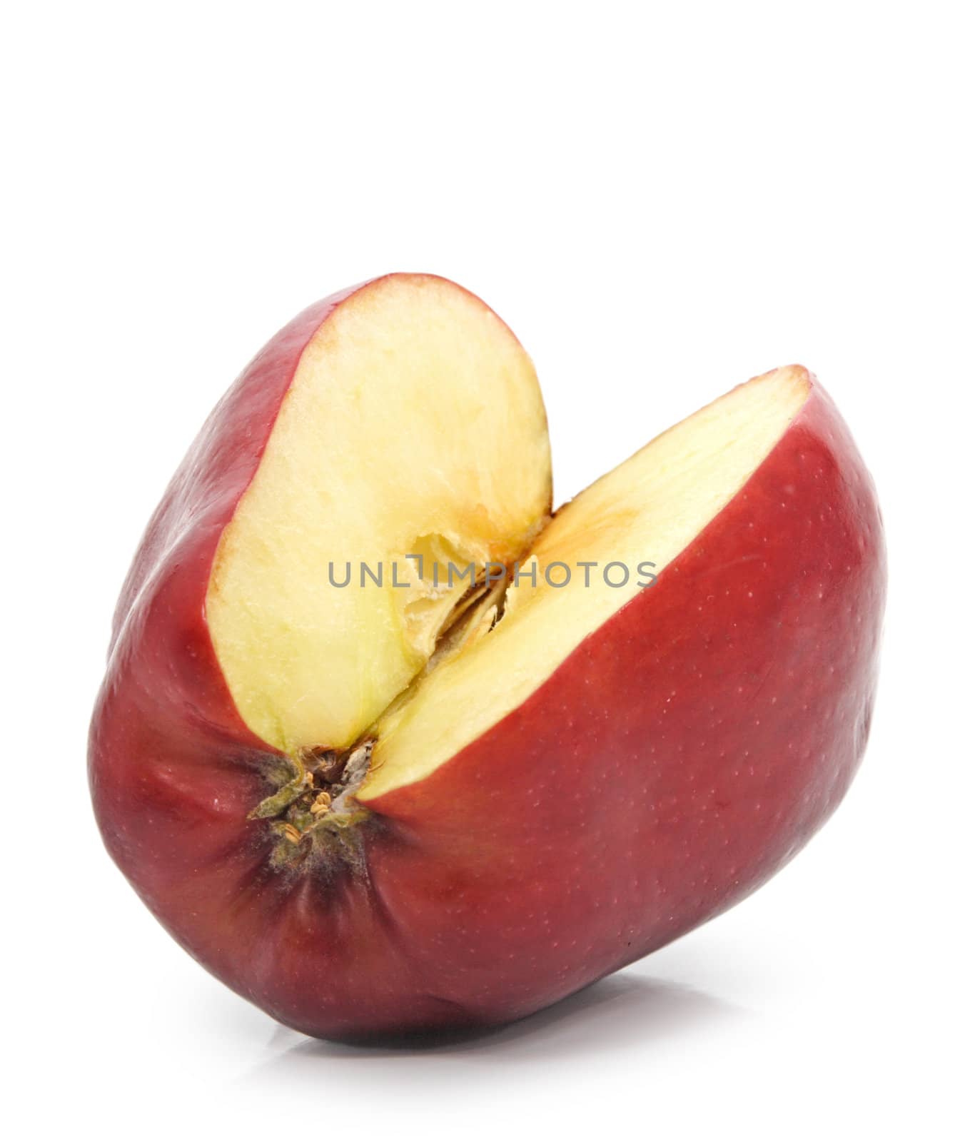 cutted delicious red apple isolated on white