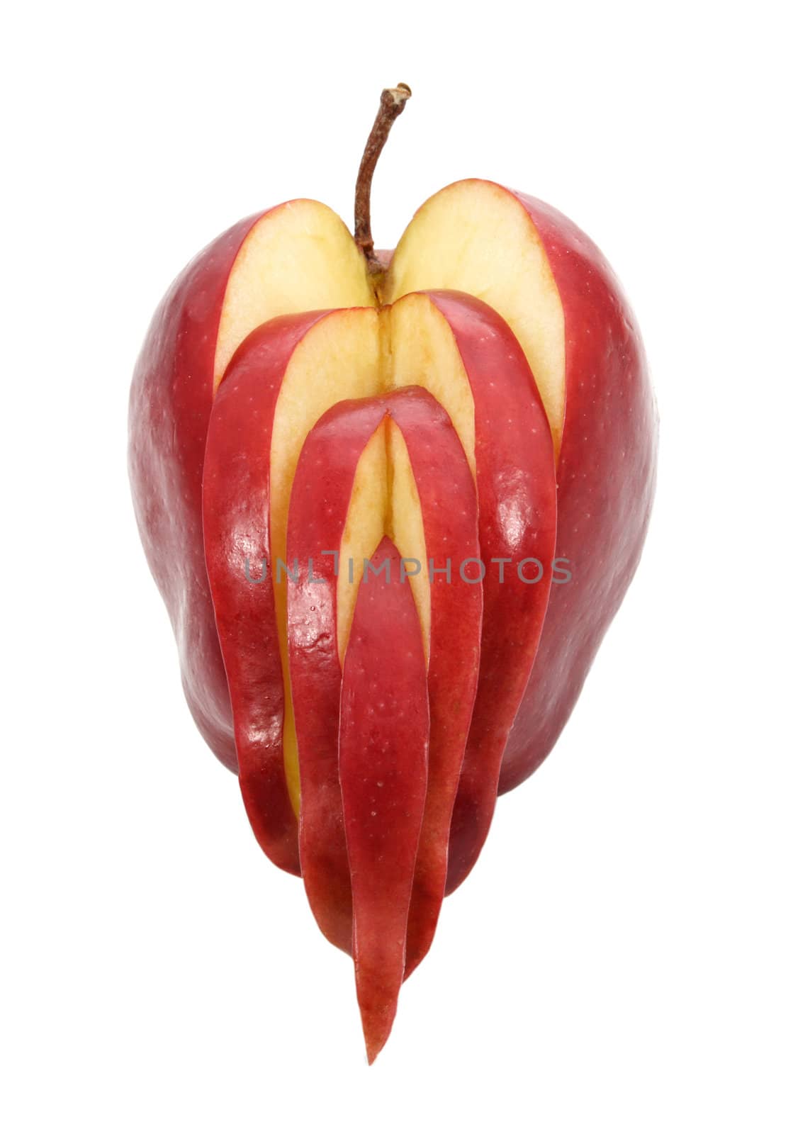 cutted delicious red apple isolated on white