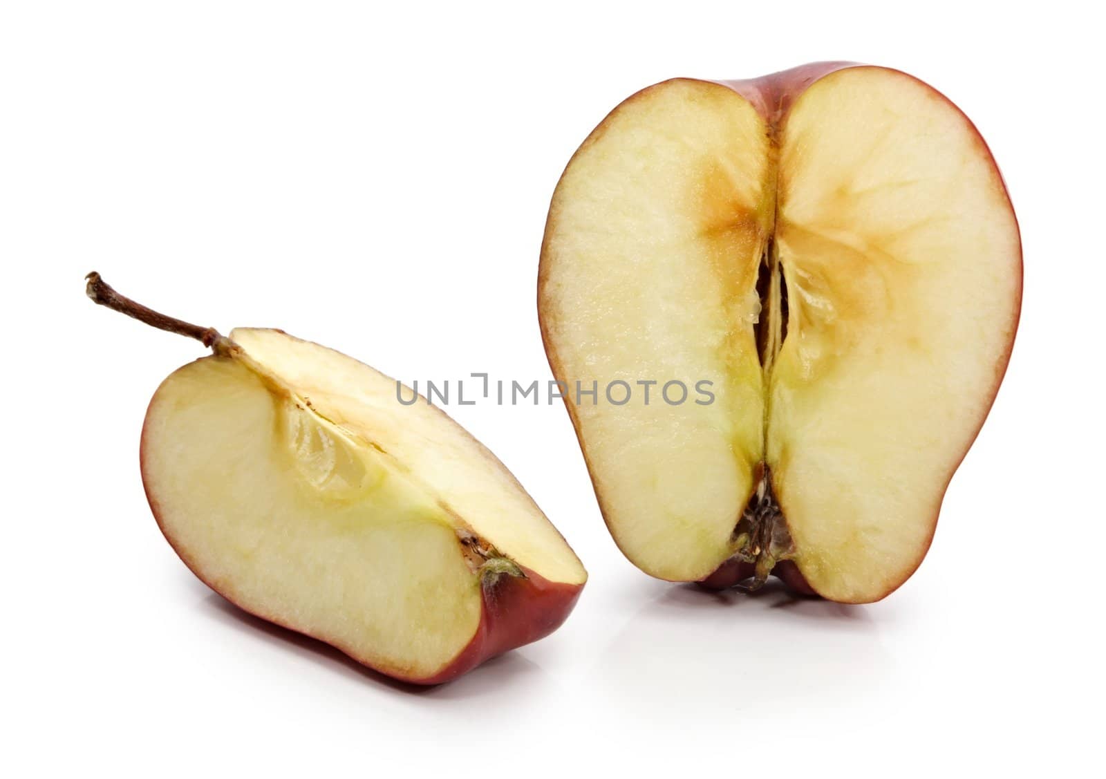 cutted delicious red apple isolated on white