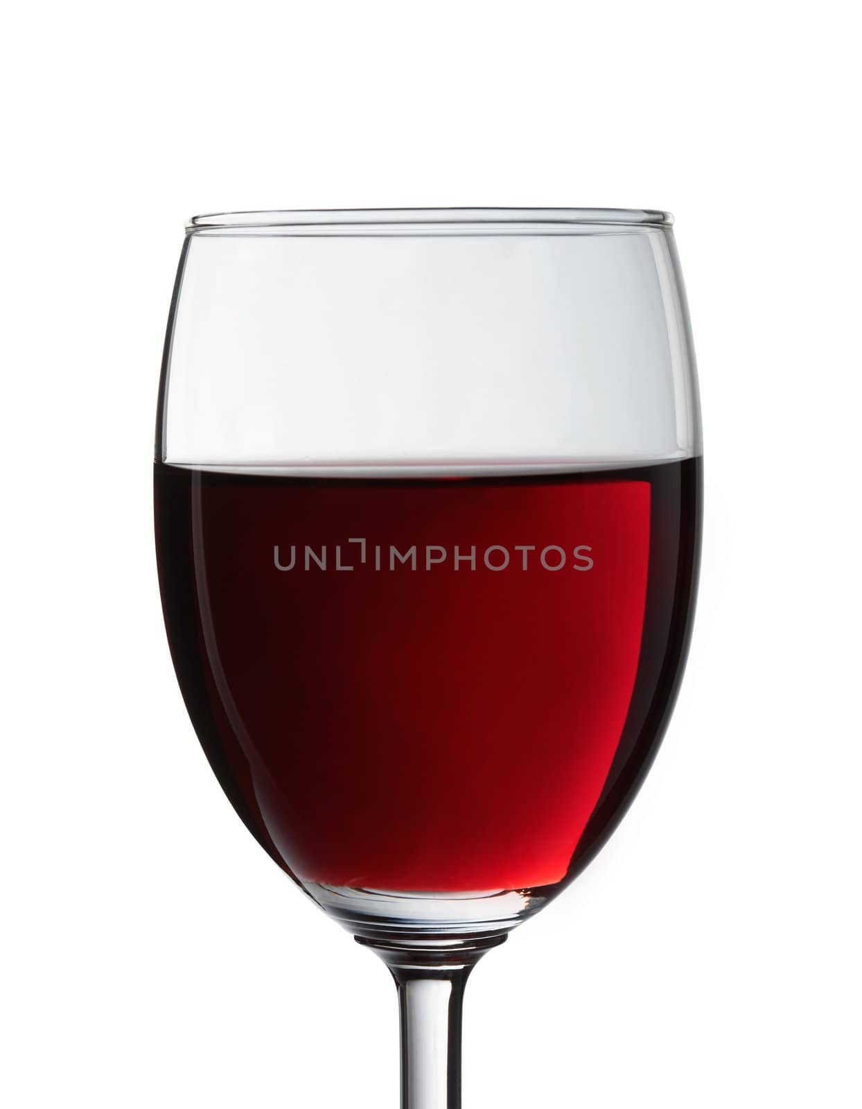 Closeup of glass with red wine isolated on white background 