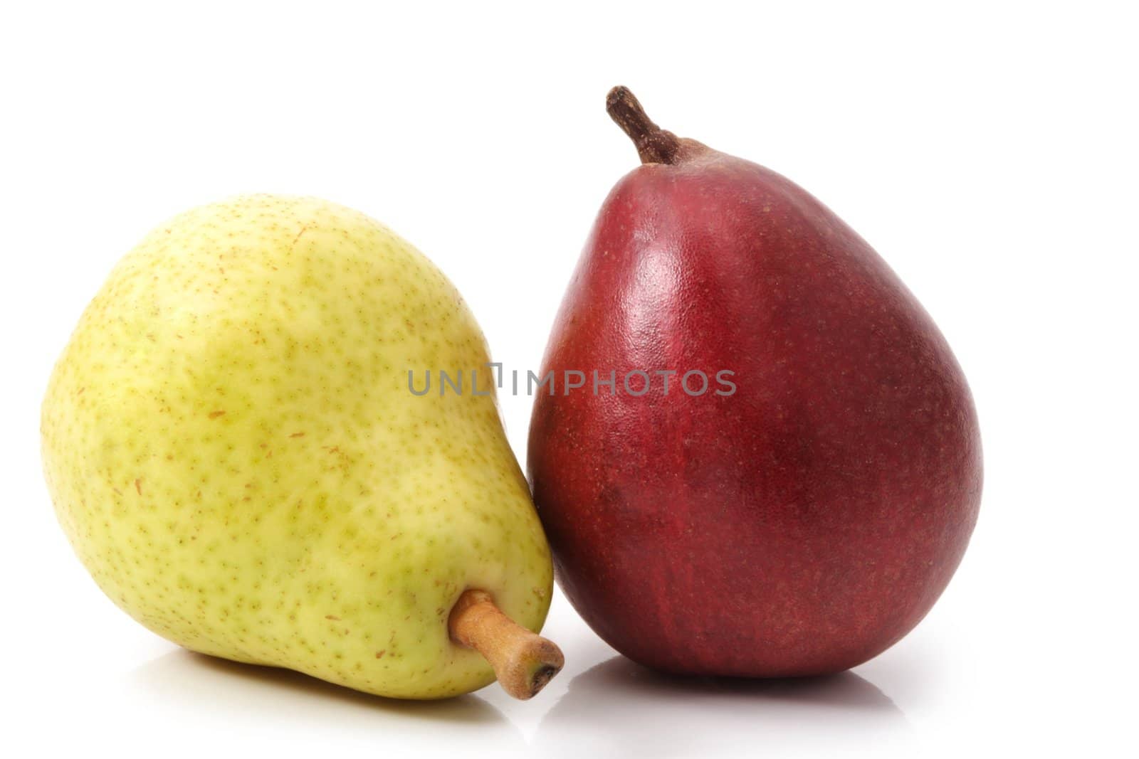 red and yellow pear isolated on white 