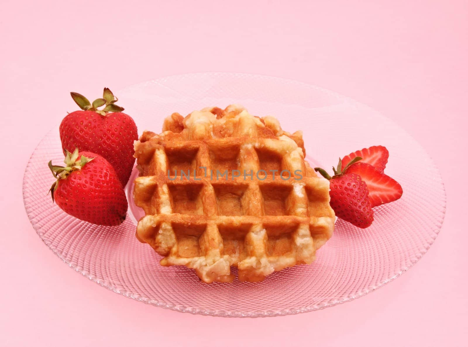 Belgian waffles and strawberries