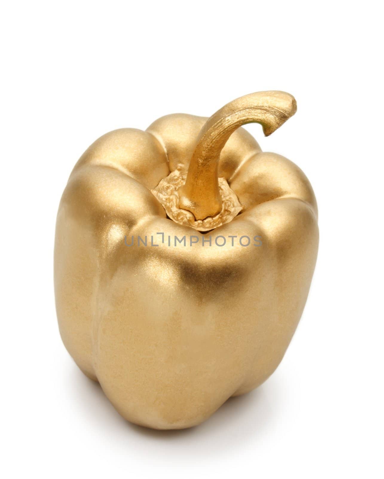 metallic gold pepper isolated on white background