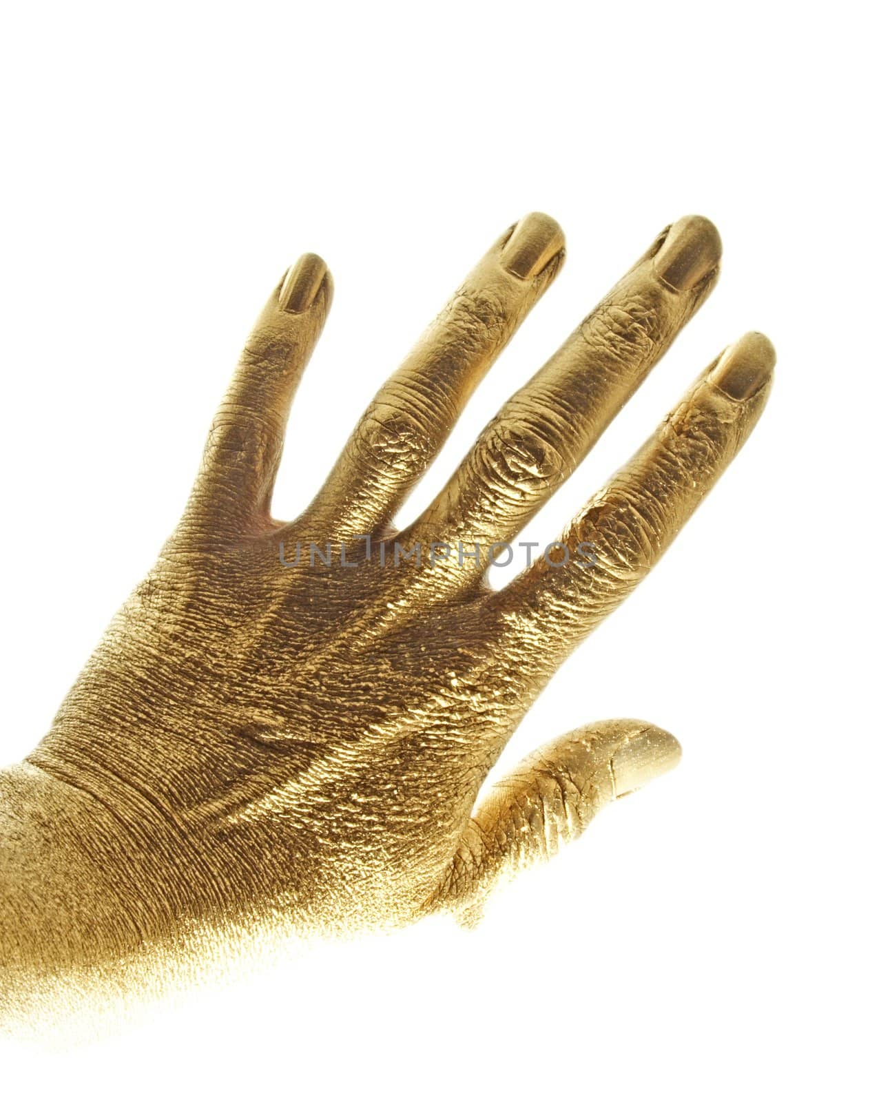 gold hand on white background