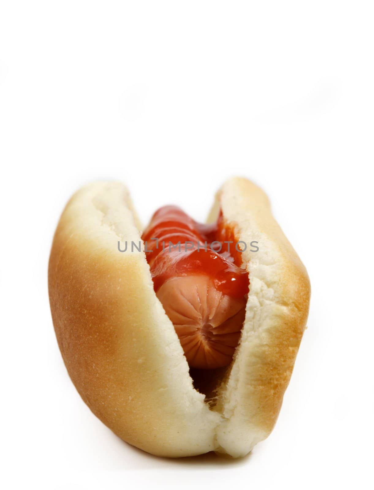 hot-dog and red ketchup isolated on white