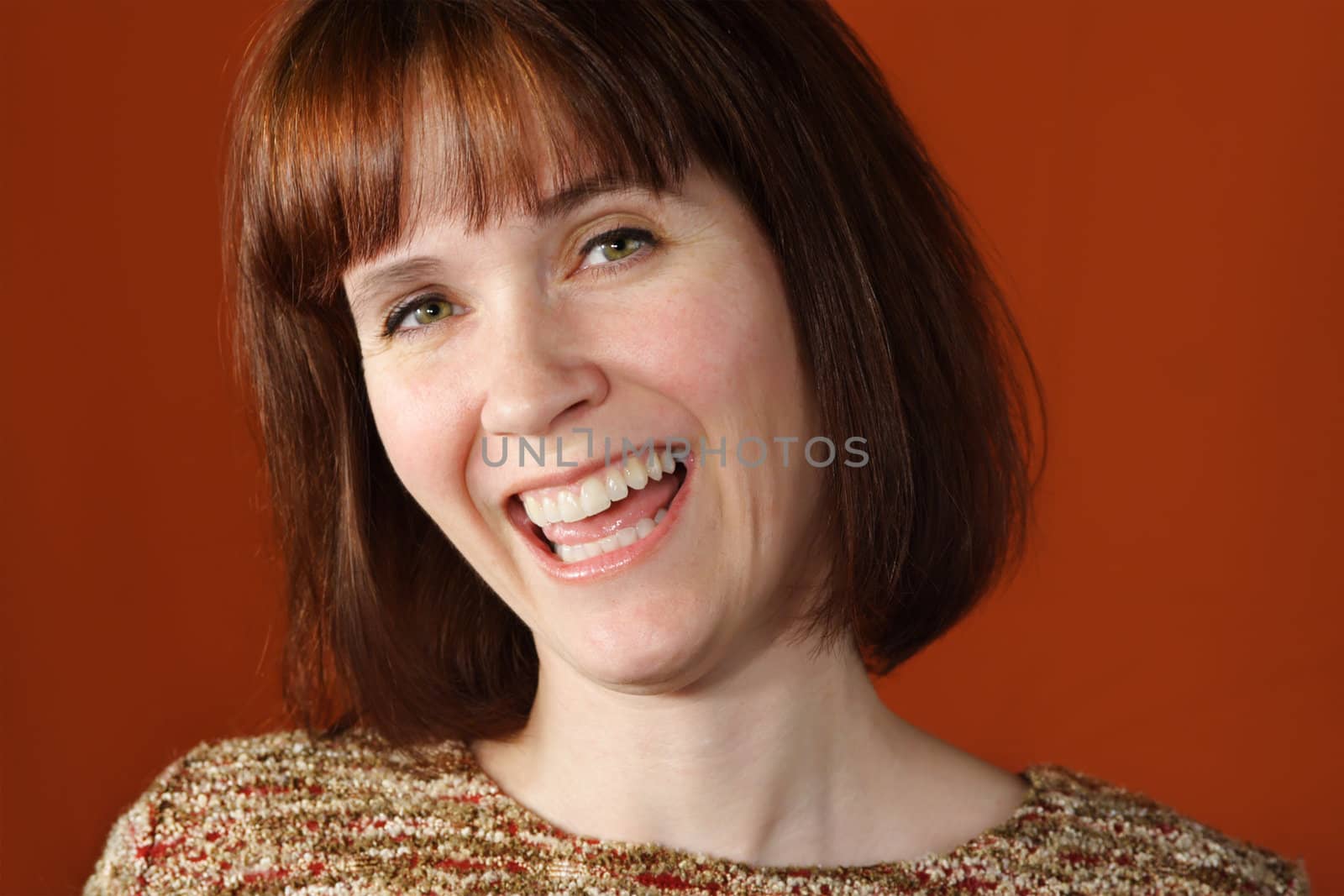 closeup portrait of an happy smiling woman