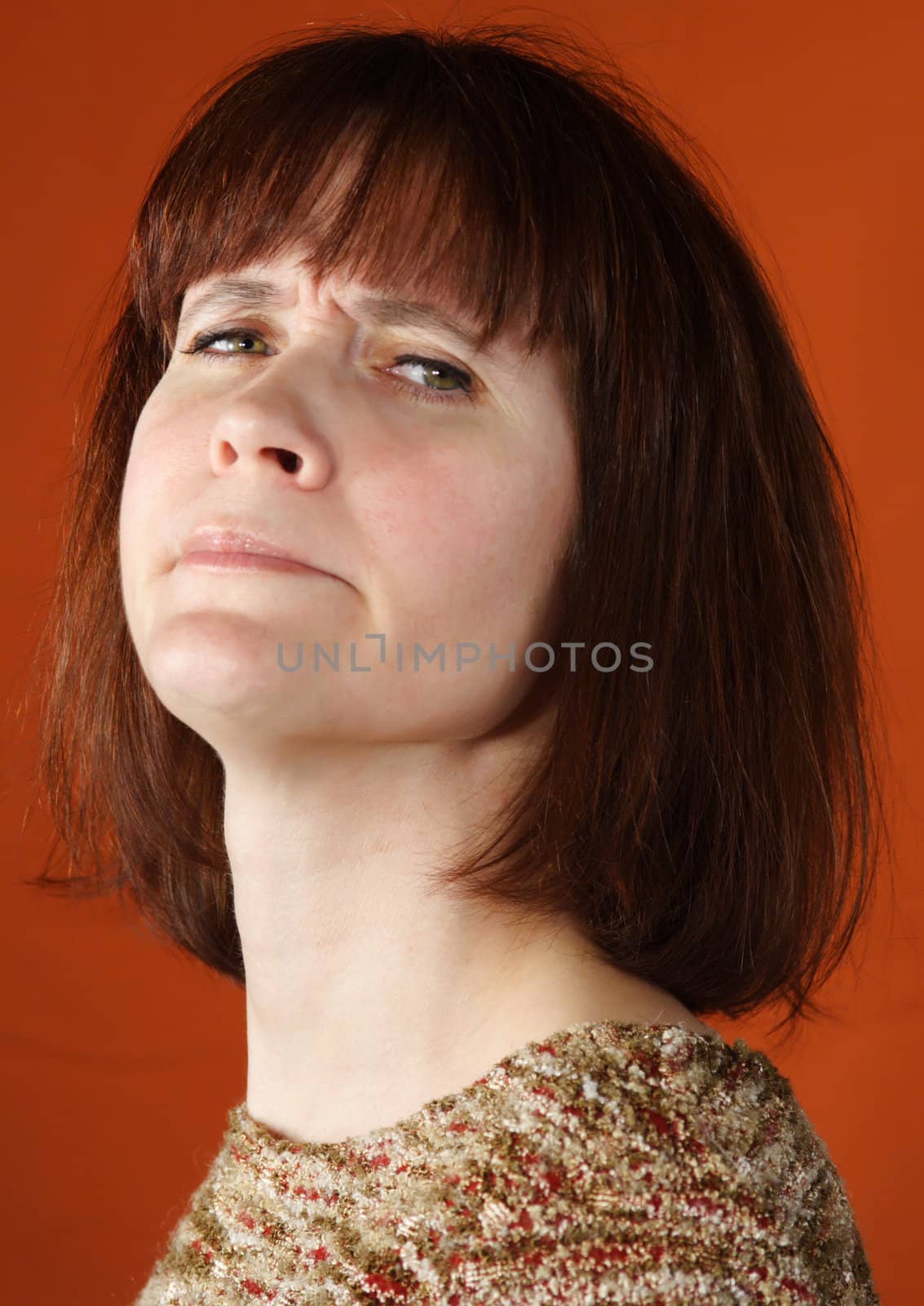 conceited woman closeup portrait