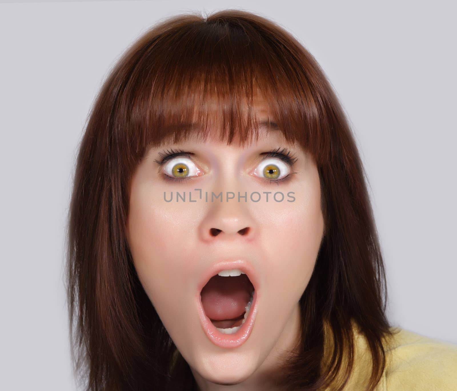 closeup on surprised woman 