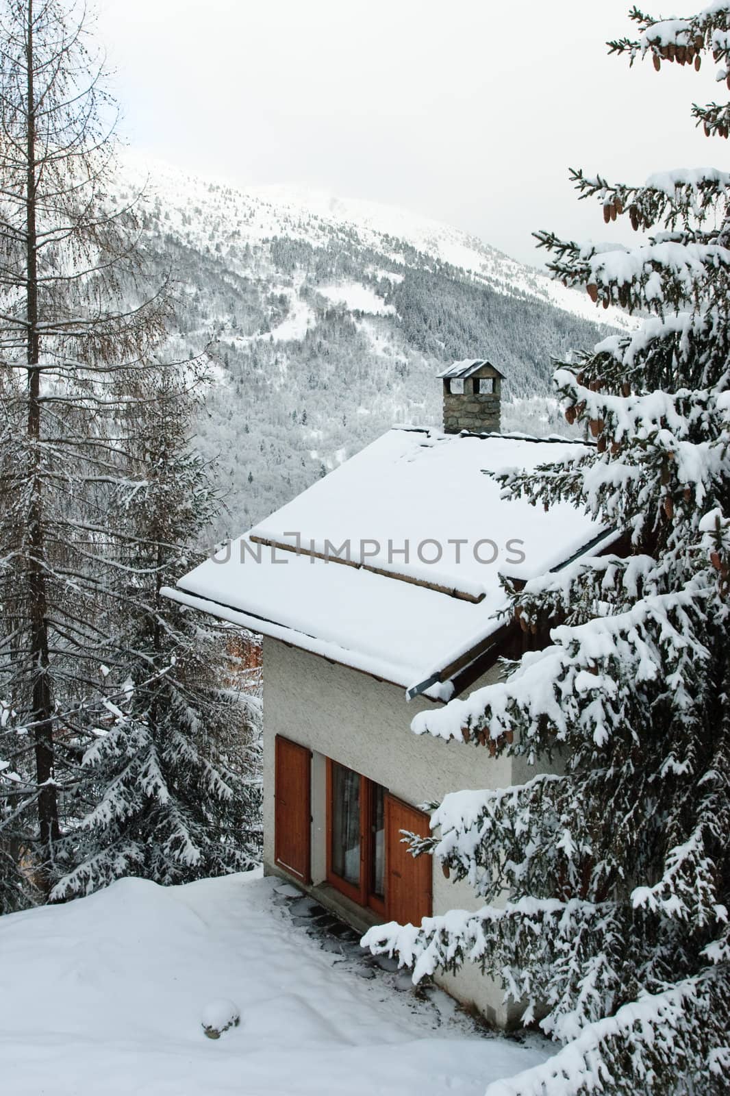 House in a winter mountain by naumoid