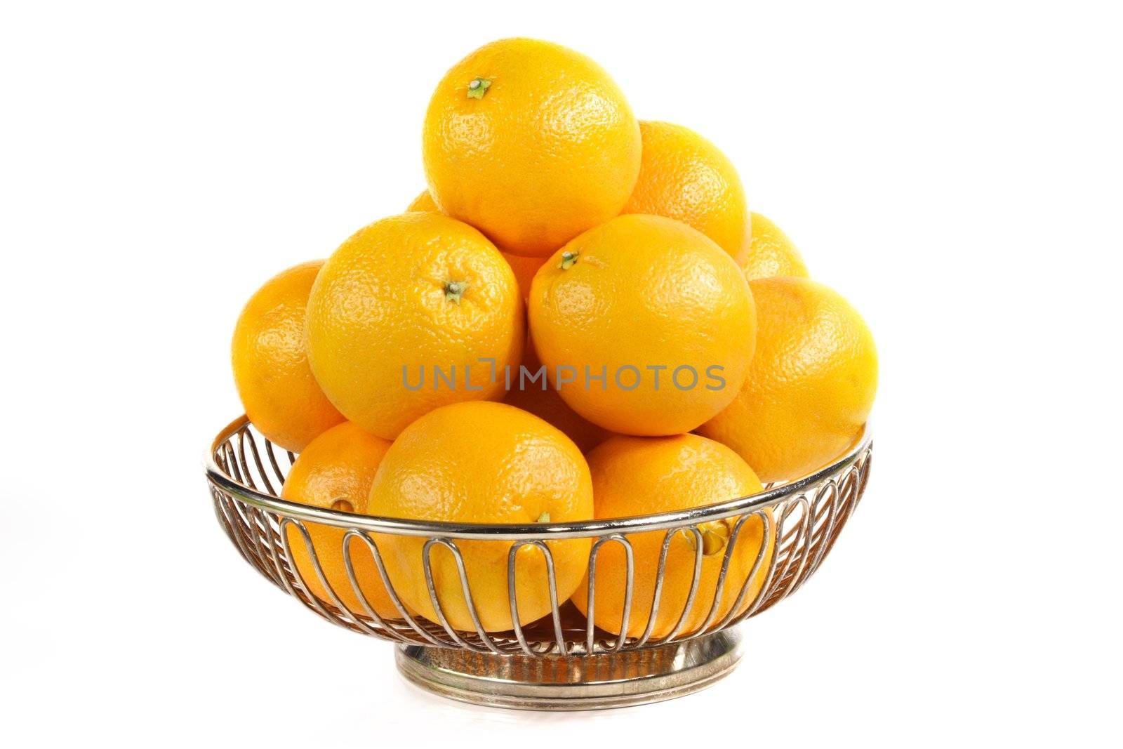 stainless basket full of navel orange