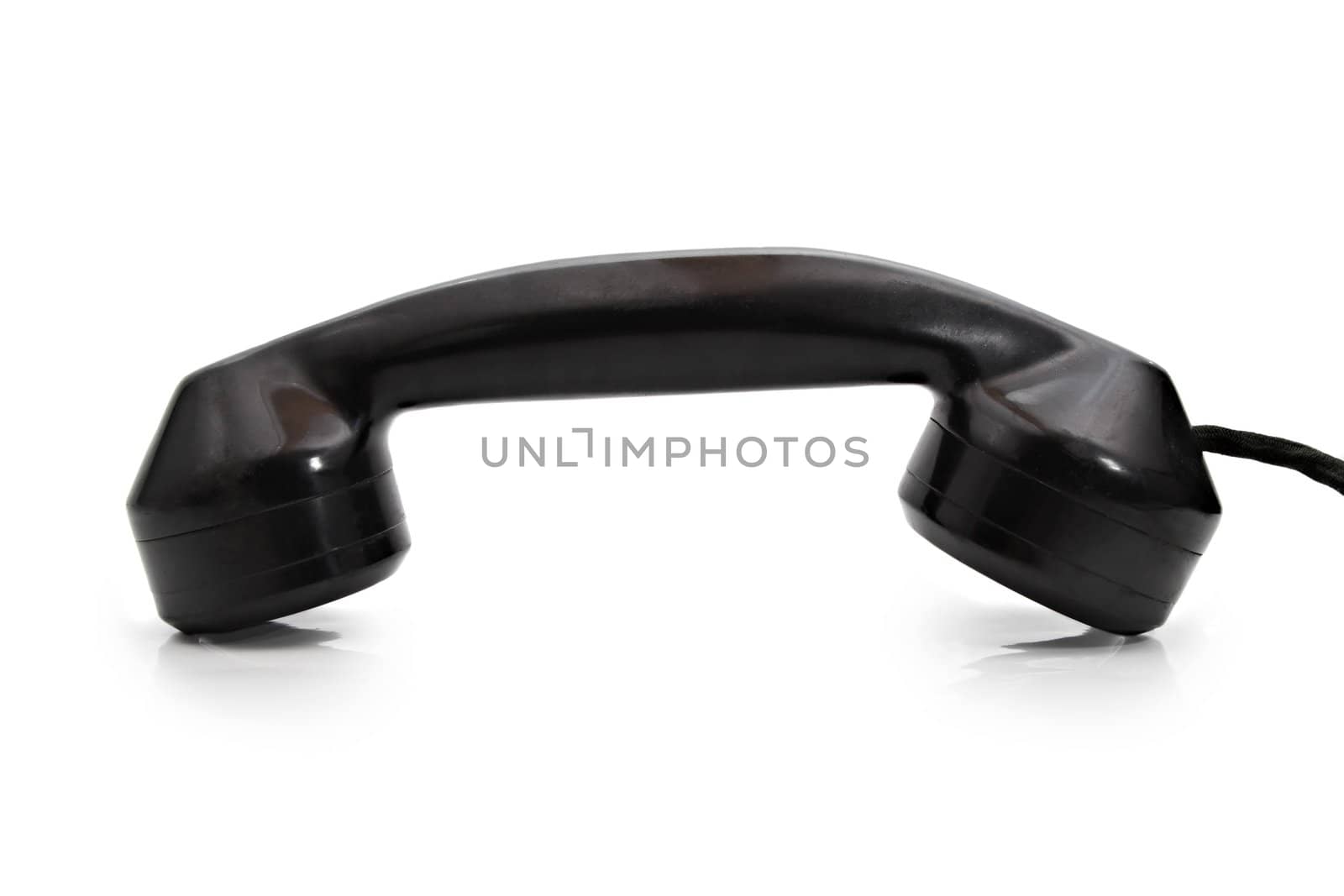 old-fashioned phone handset, isolated on white
