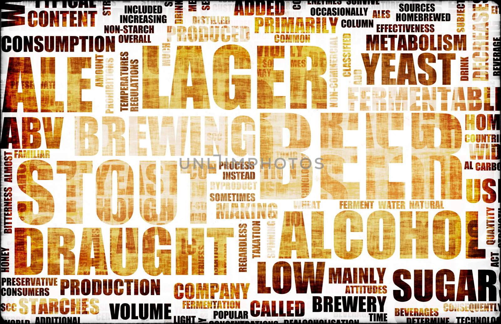 Beer Drink Types Menu as a Grunge Background