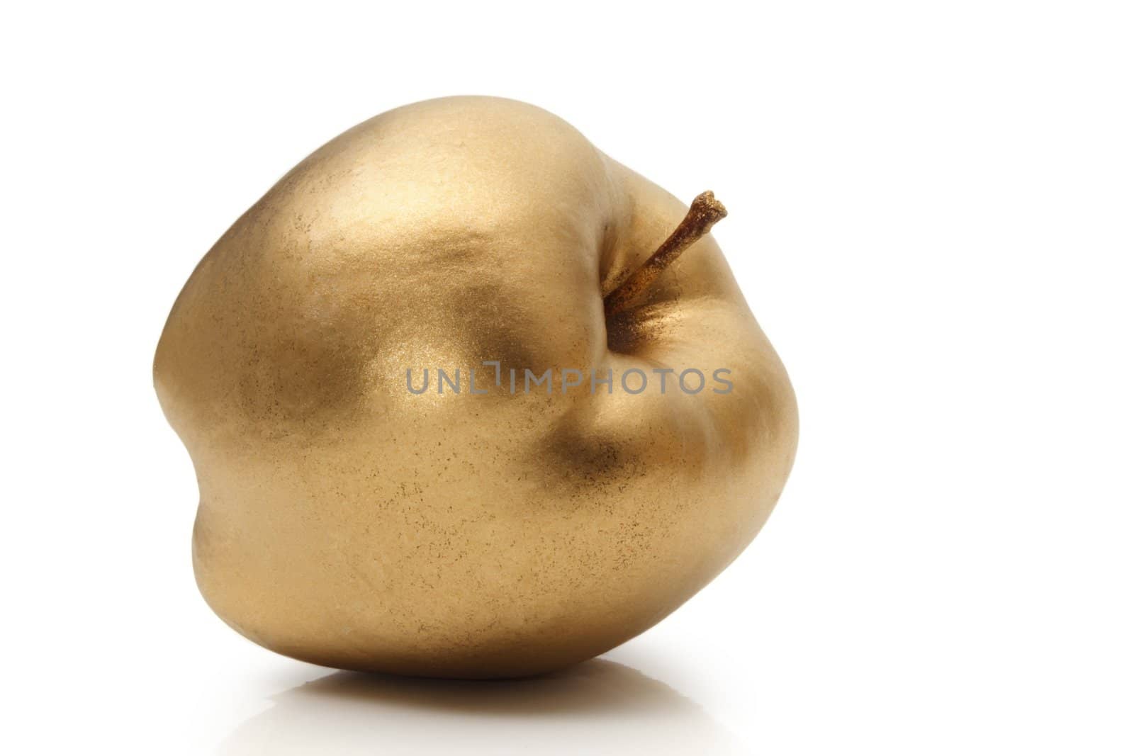 gold apple on white background