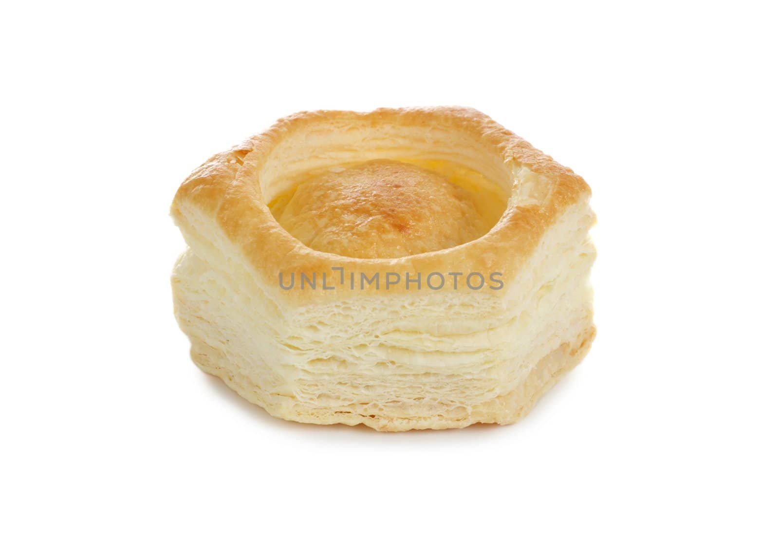 vol-au-vent pastry shell, white background