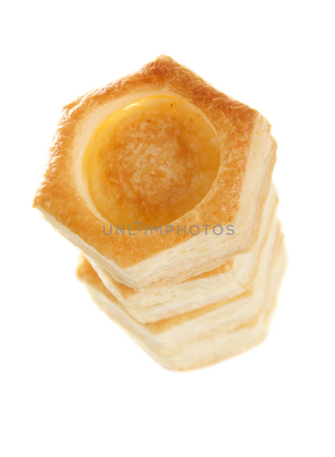 vol-au-vent pastry shell, white background