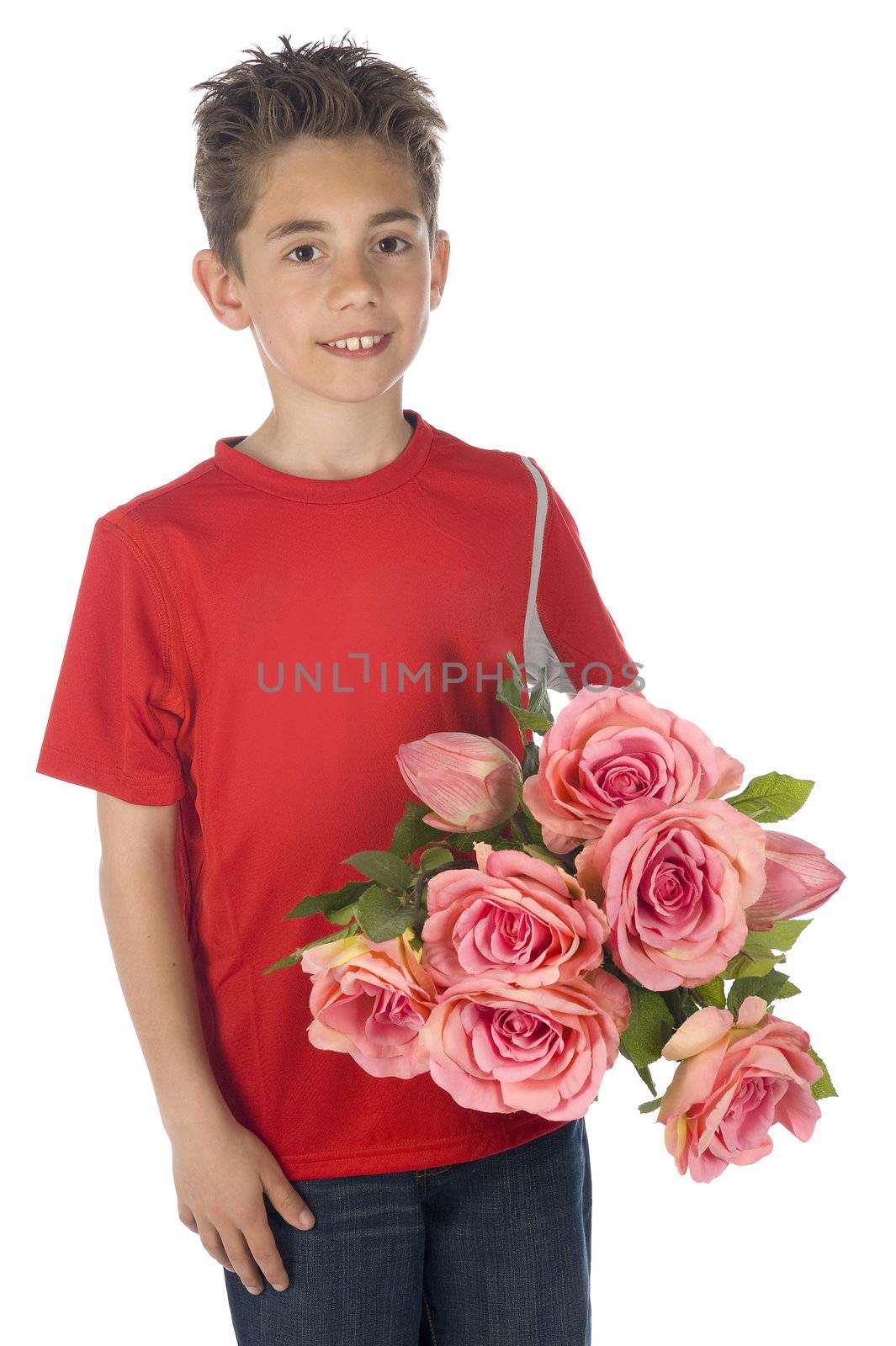 a Boy with a bouquet