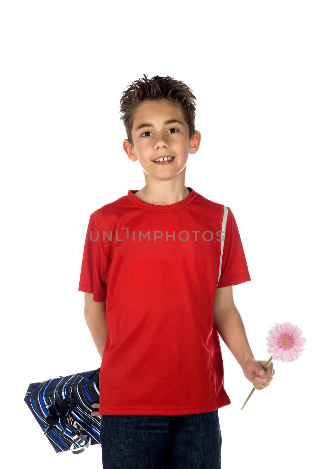 a Boy with a bouquet