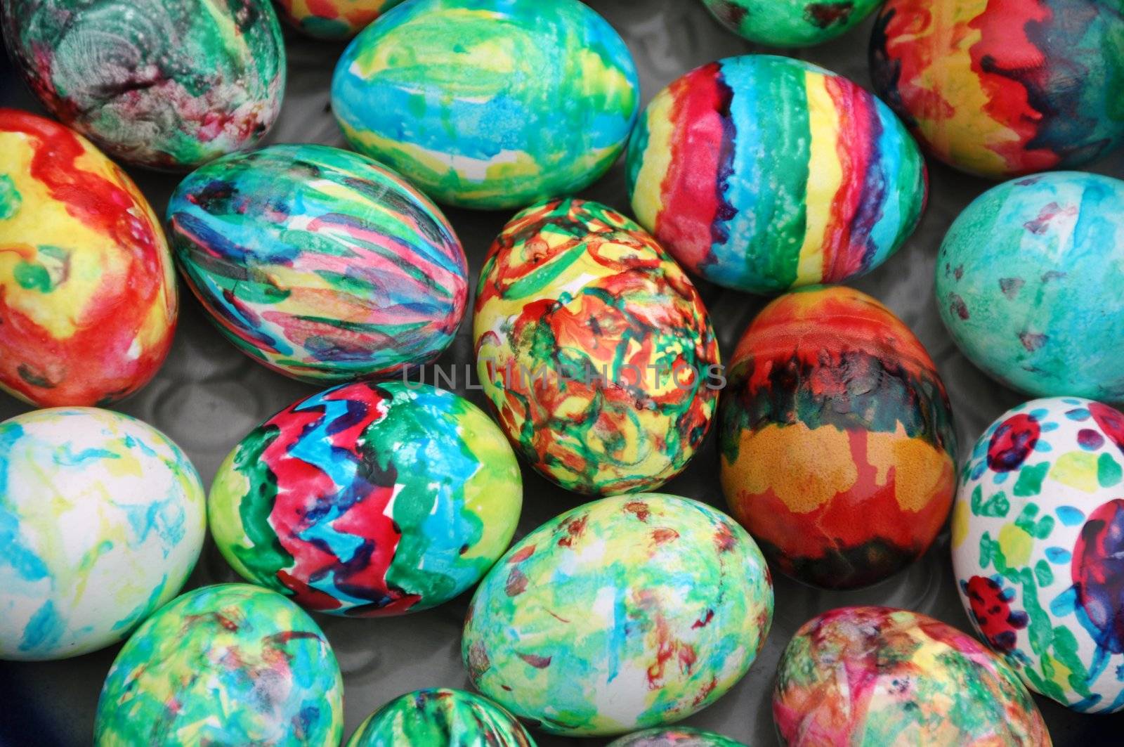 Collection of colourful easter eggs background