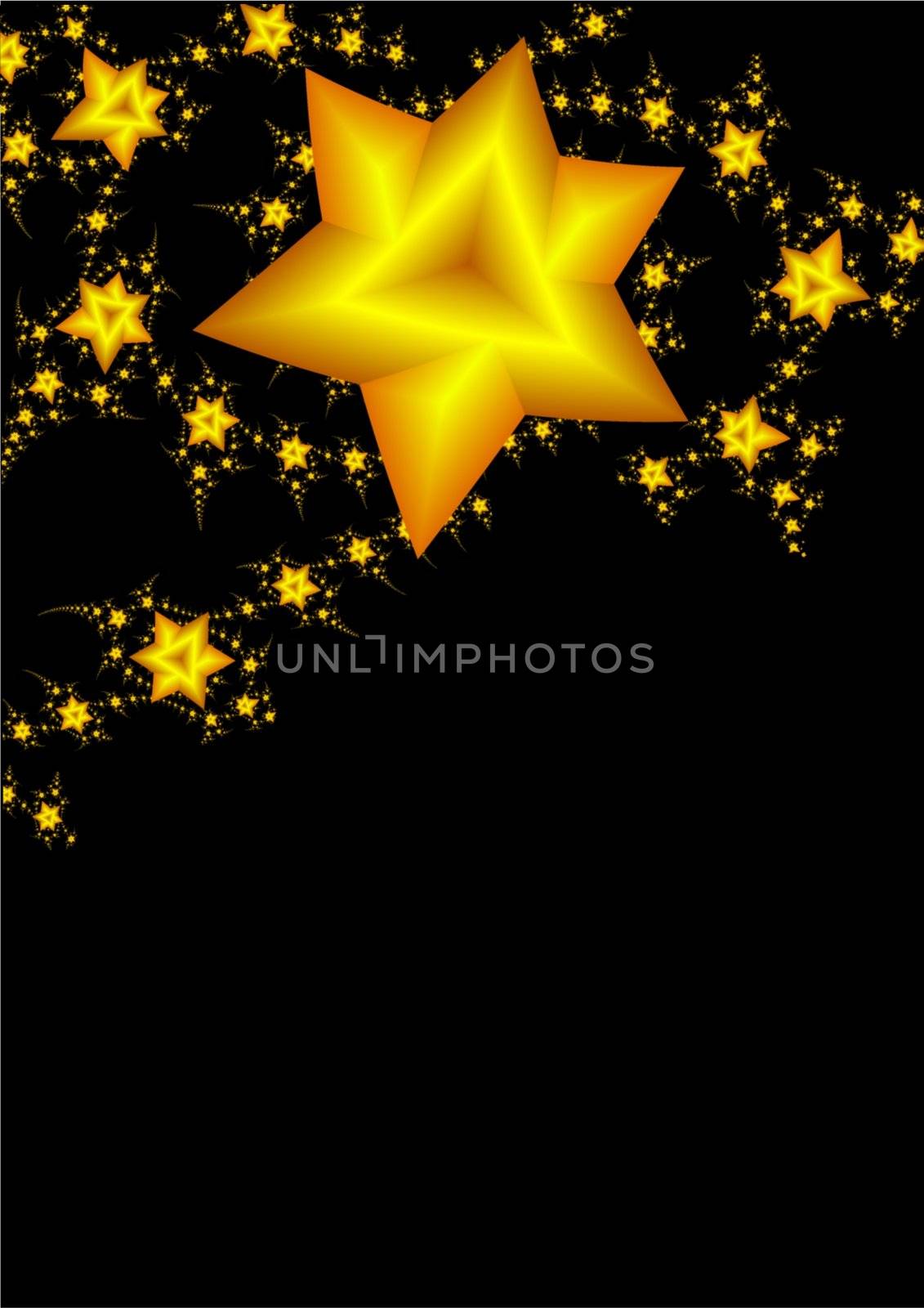 fractal generated Christmas background with golden stars