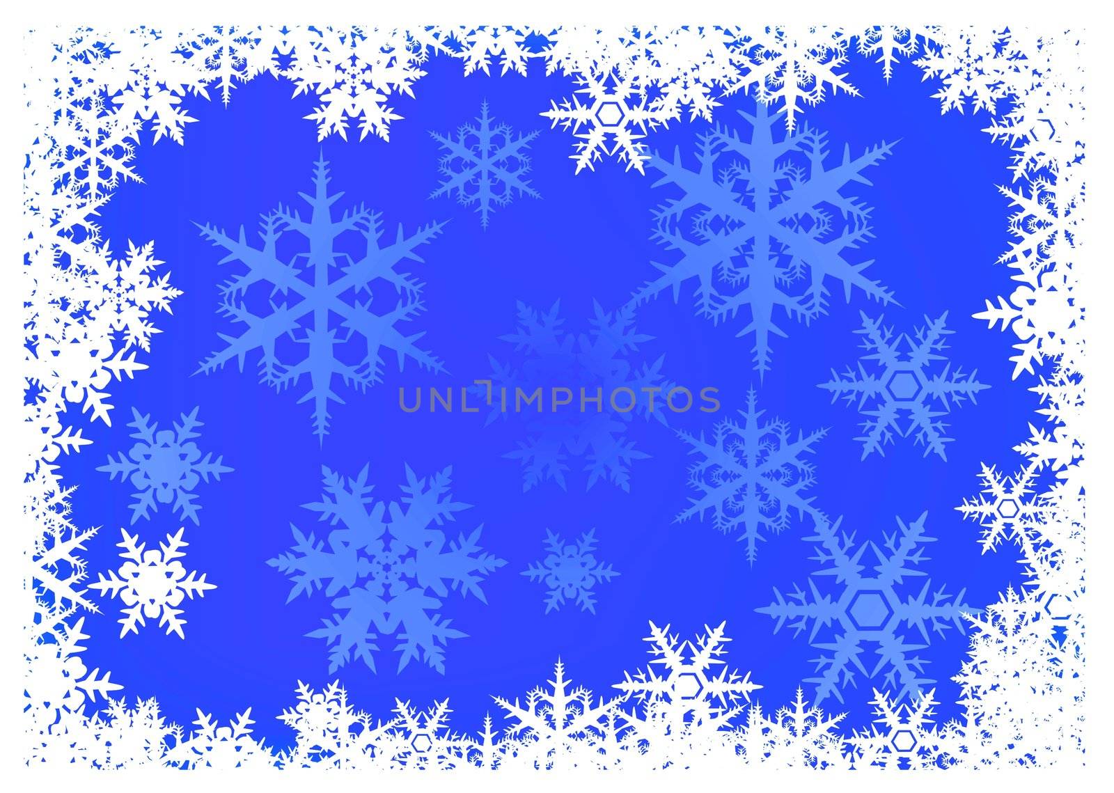 blue Christmas background with snowflake border