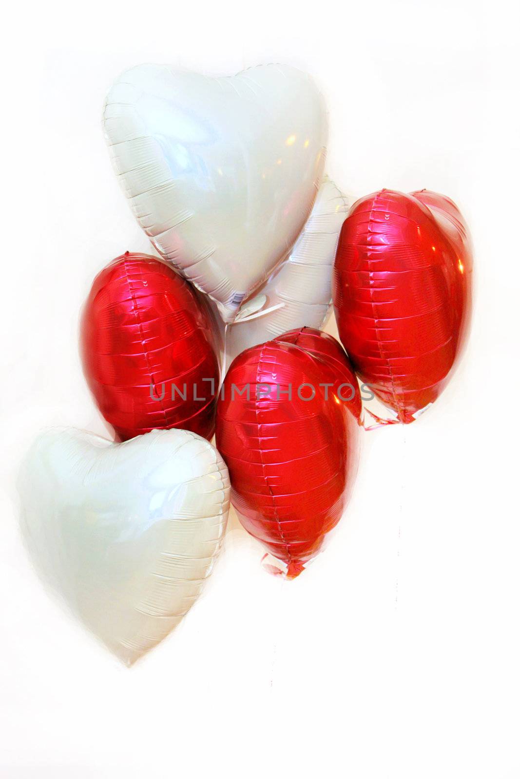 red and white balloons on a white background