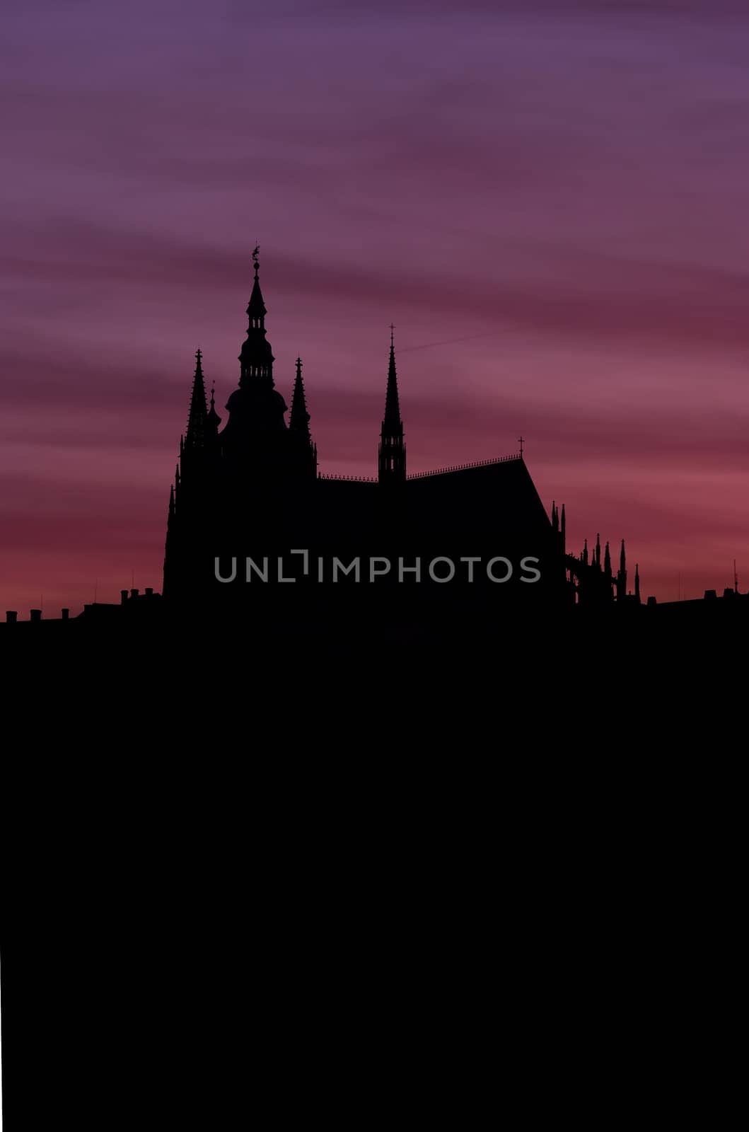 Cathedral of St Vitus in the Prague castle - the coronation cathedral of the Bohemian sovereigns, and the main of the Prague Roman - Catholic arcidiocese. The Gotic building was founded in 1344. Prague, Czech republic, Europe, EU.