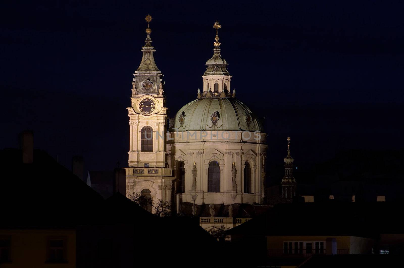 St Nikolas church, one of the most important buildings of baroque Prague, with a dominant dome and belfry. Architects: K. Dientzenholfer, K.I. Dientzenholfer, A. Lugaro. Baroque style. Prague, Czech republic, Europe, EU.