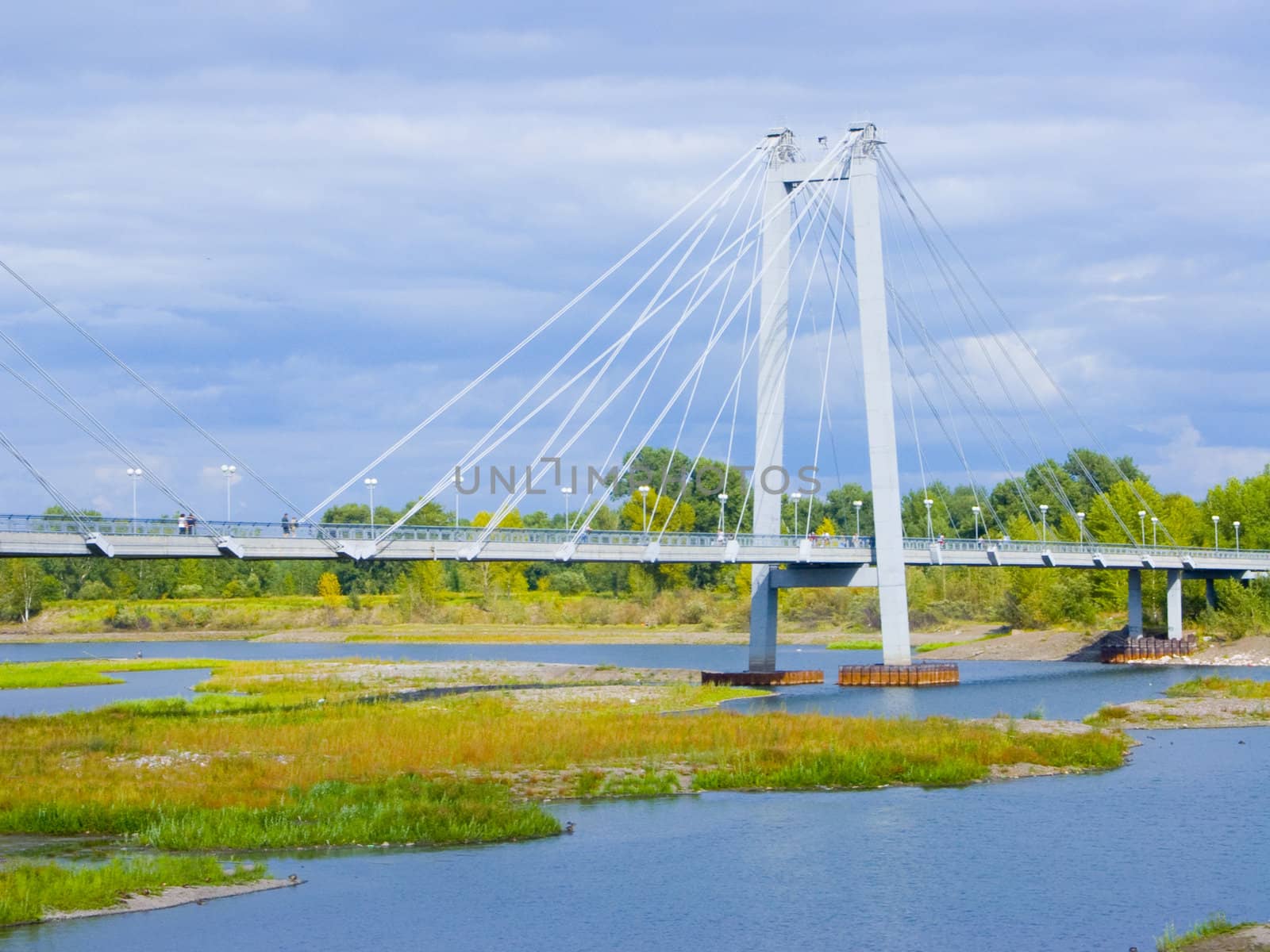 The image of the foot bridge through Yenisei