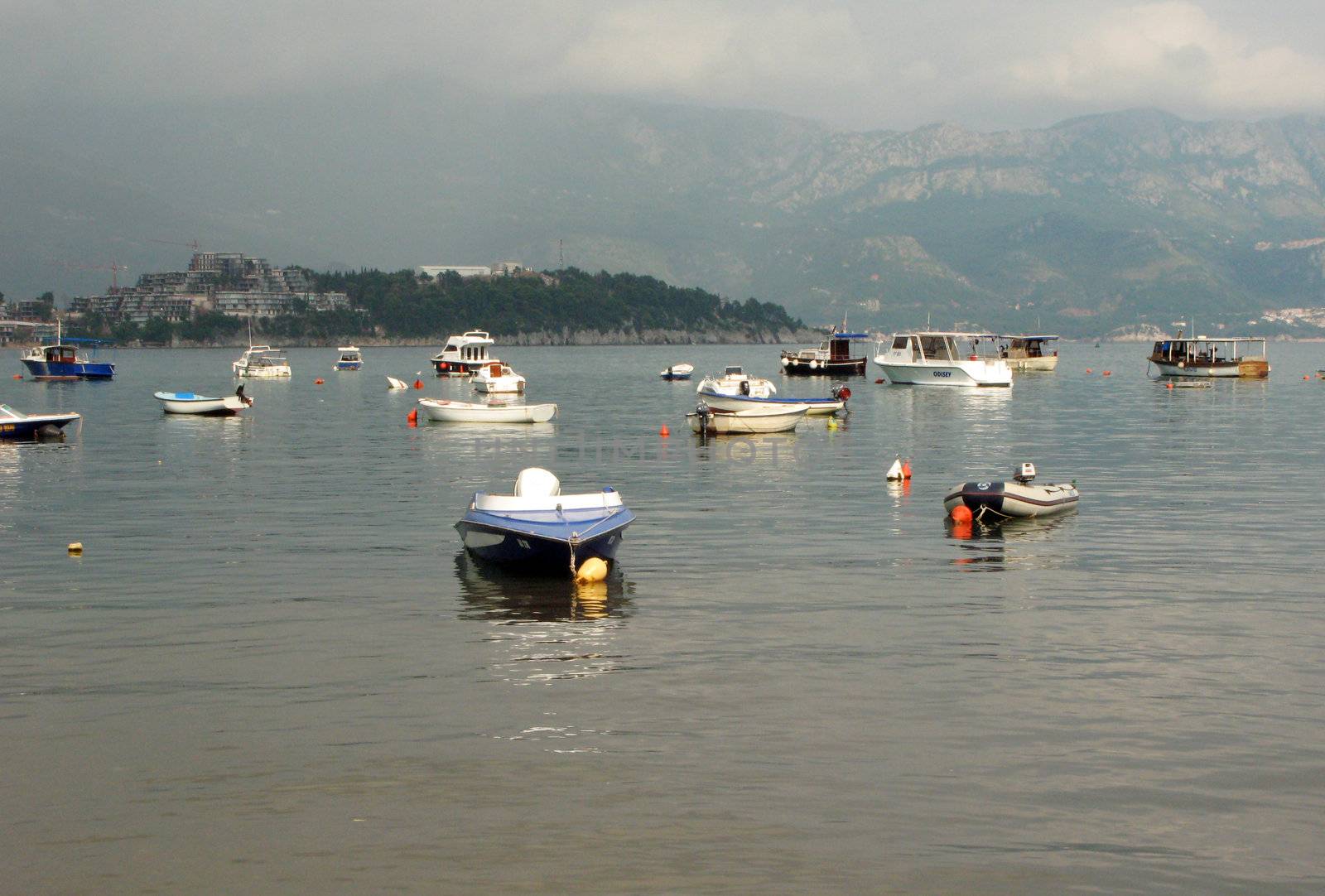 Many boats for tourists in Budva, Montenegro