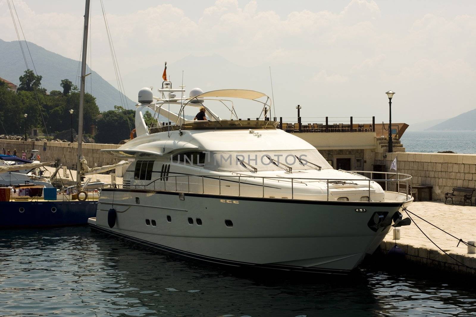 Moorage in Hertzeg-Novi, well-known historical town of Montenegro