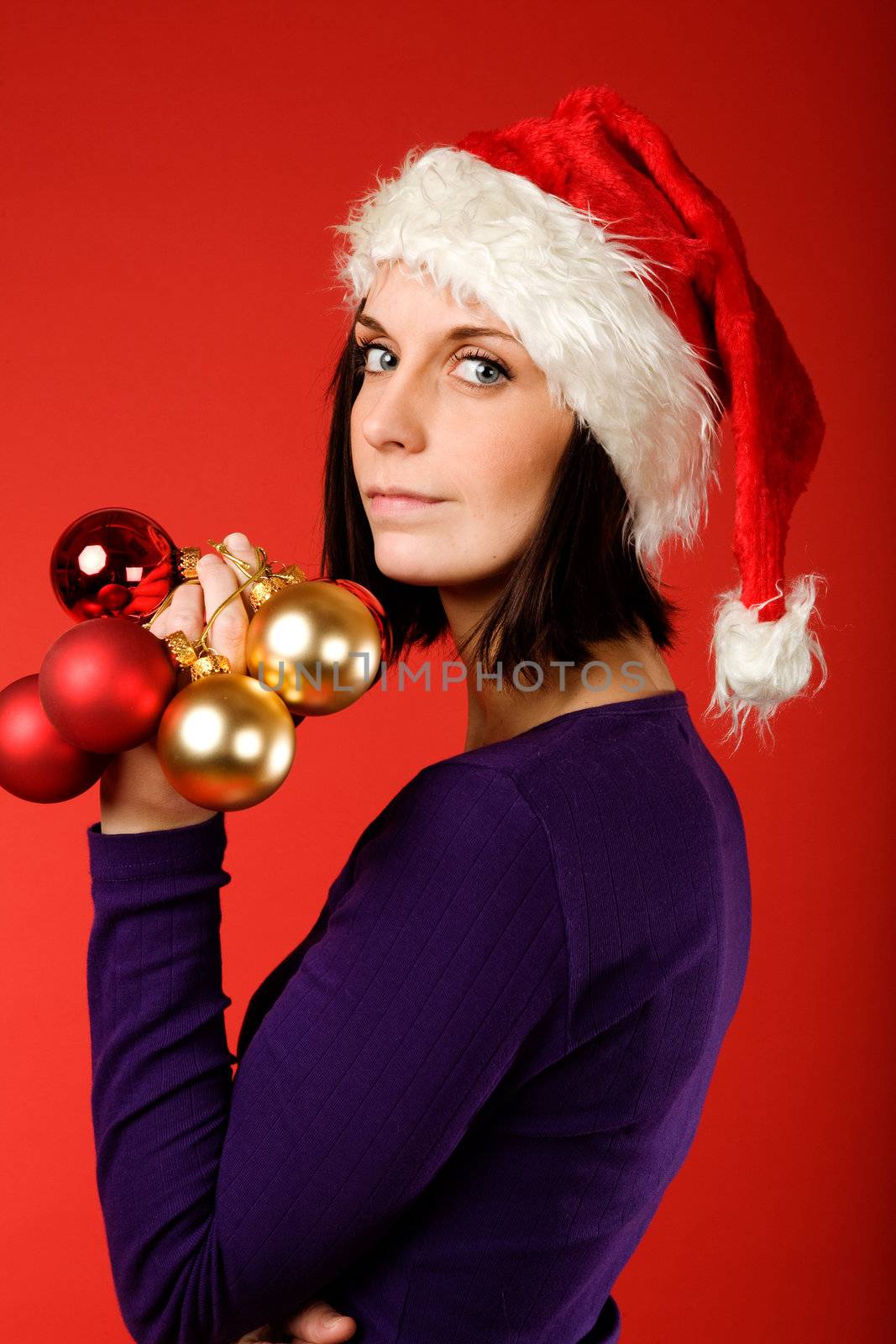 A model with christmas decorations