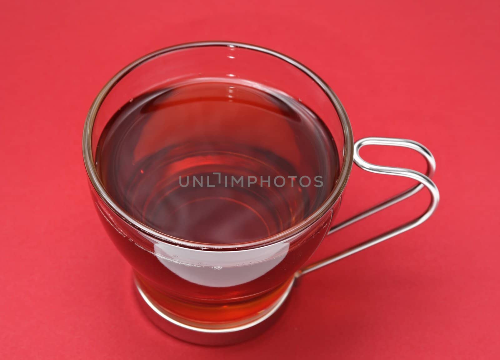 cup of tea, red background