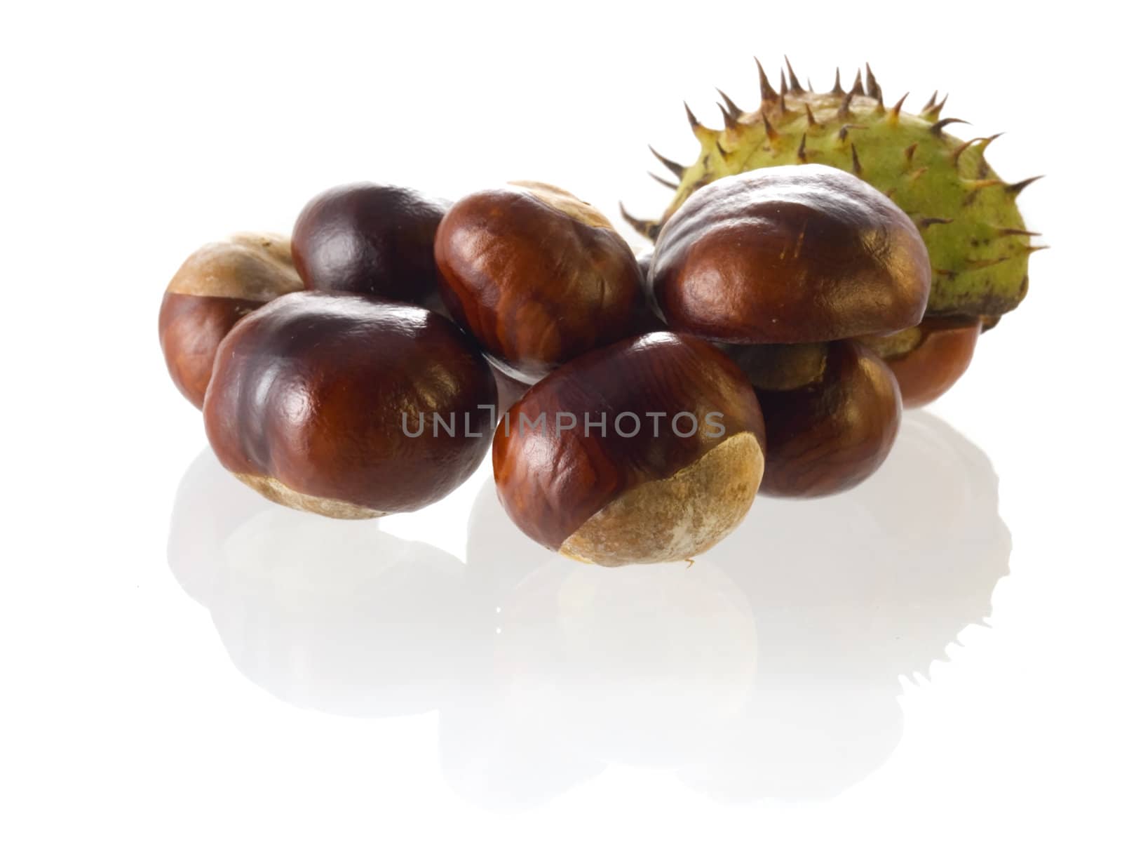 close-up of Chestnuts isolated on a white background