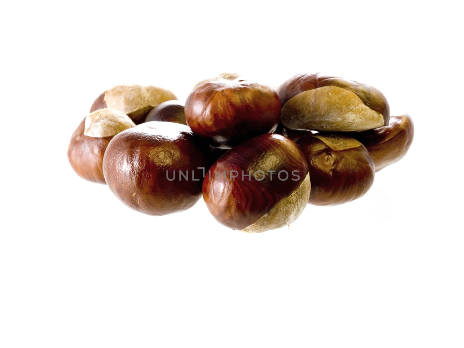 close-up of Chestnuts isolated on a white background