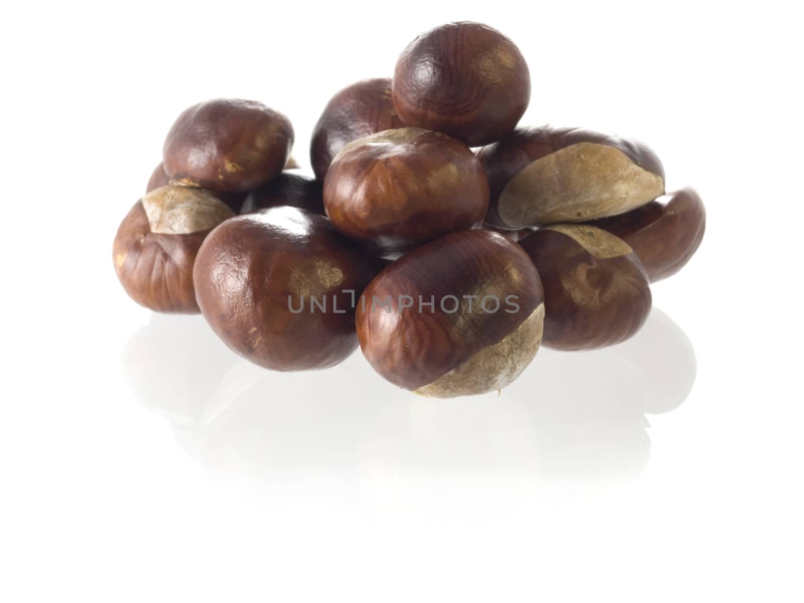 close-up of Chestnuts isolated on a white background