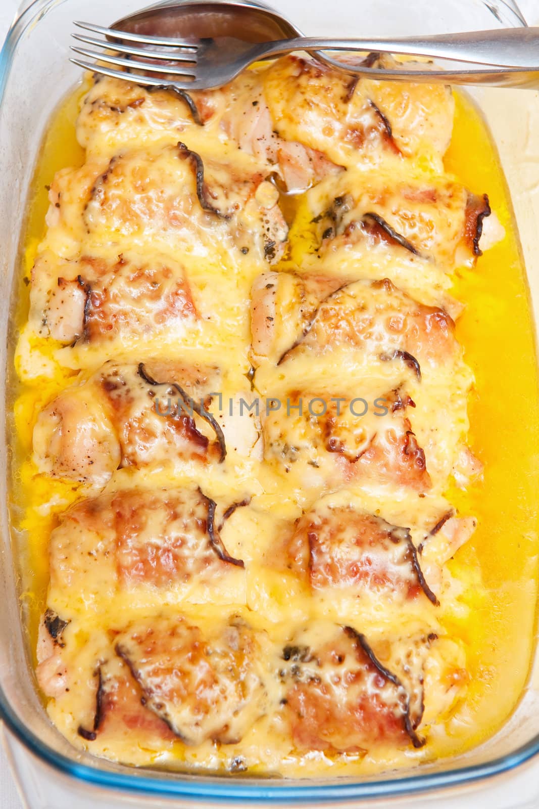 Meat rolled with ham and cheese