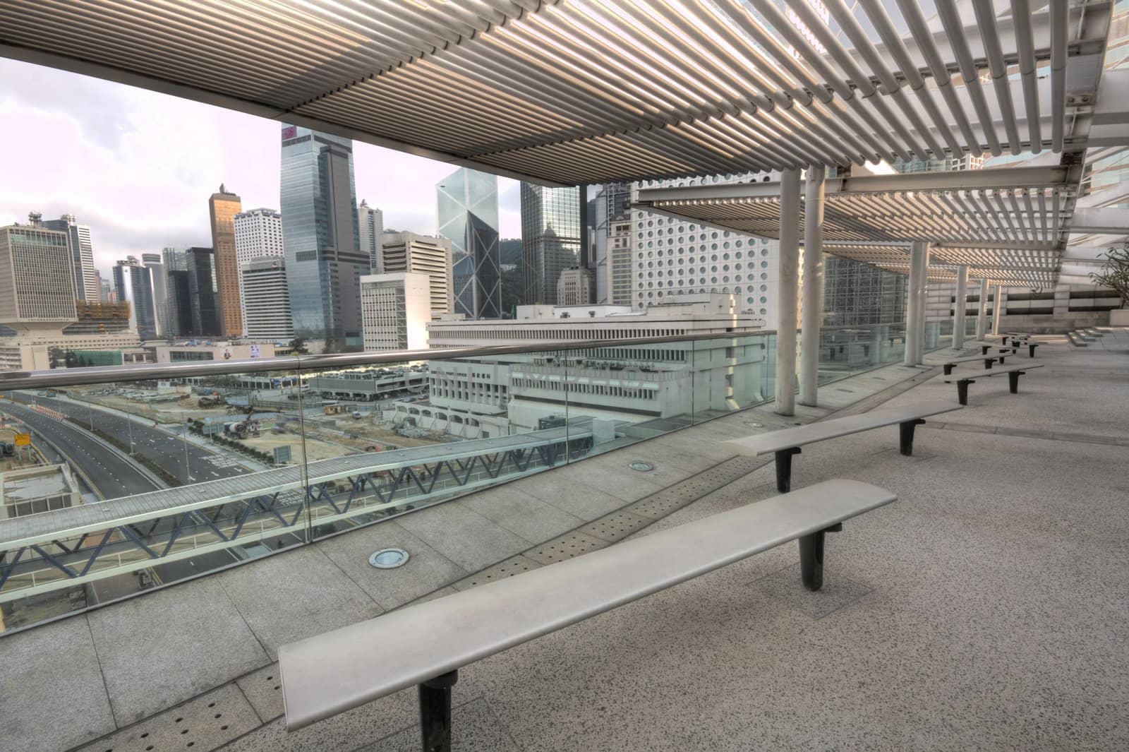 chair in a Park in a modern building in city