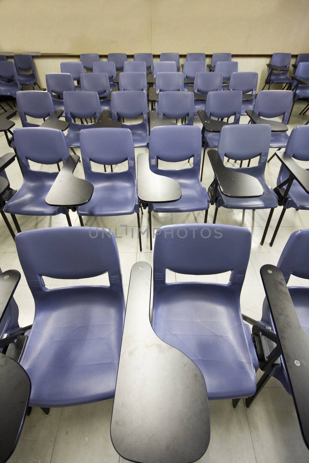 It is a shot of empty classroom