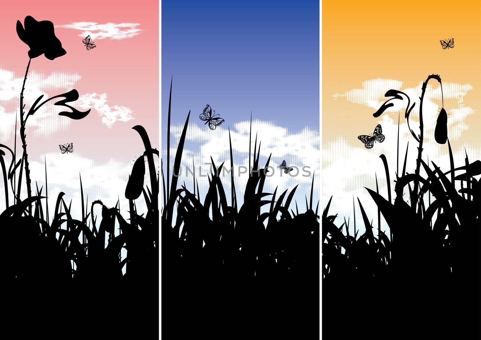 Set of three vertical nature banners, vector illustration